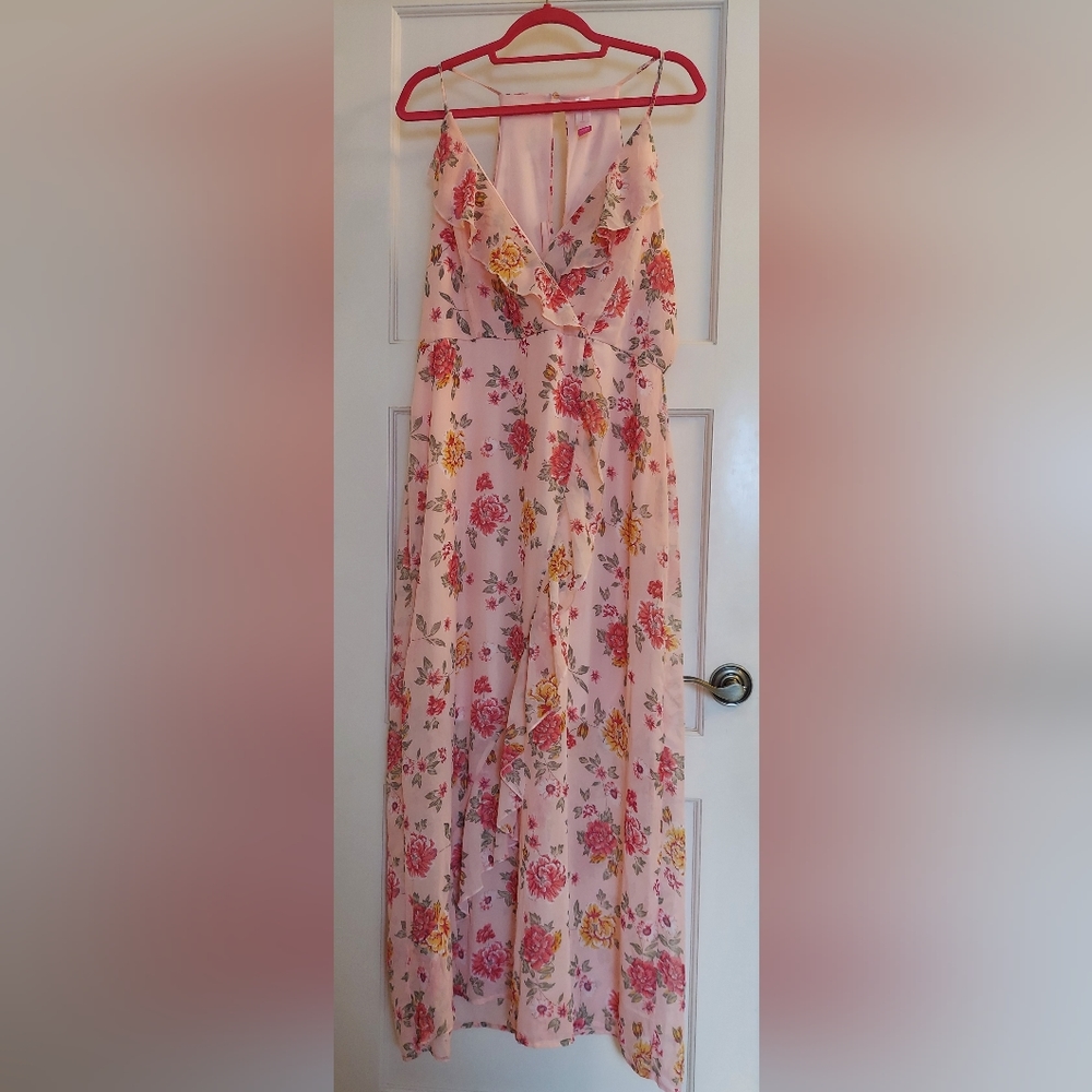 No Boundaries, Wrap Maxi Dress, Blush Combo, Size XXL